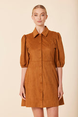 DOLCE CABO SUEDE PUFF SHOULDER DRESS