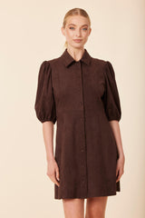 DOLCE CABO SUEDE PUFF SHOULDER DRESS