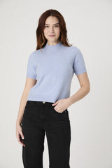 FRENCH CONNECTION VHARI KNIT MOCK NECK SS TOP
