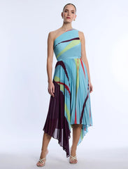 BCBG PRINTED PLEATED DRESS