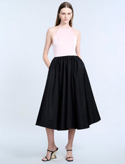 BCBGMAXAZRIA HALTER TEA LENGTH DRESS
