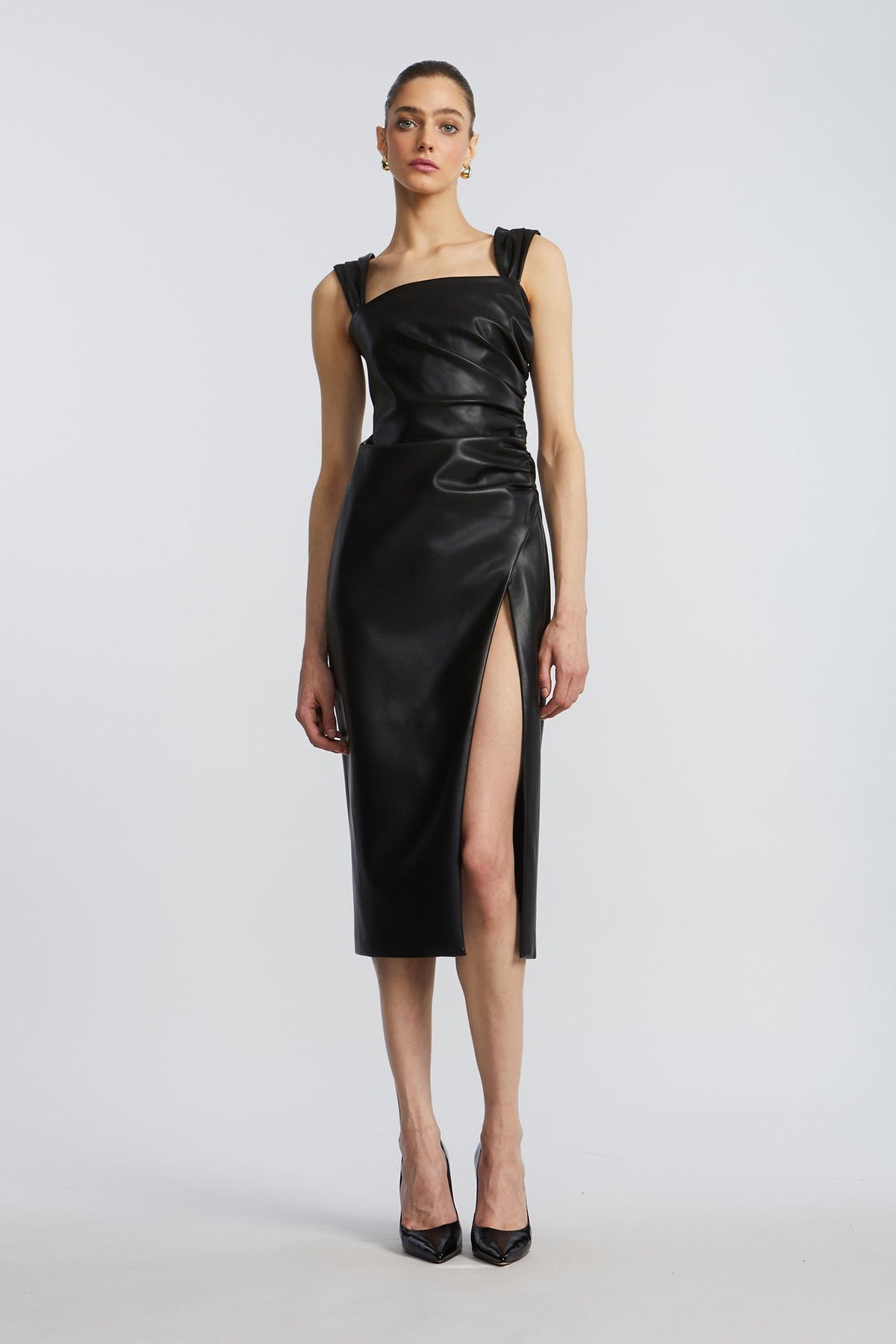 BCBG LEATHER DRESS WITH SLIT