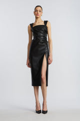 BCBG LEATHER DRESS WITH SLIT