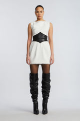 BCBG LEATHER TWEED DRESS