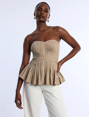 BCBGMAXAZRIA STRETCH LINEN TOP