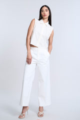BCBGMAXAZRIA BRAIDED BUTTON DOWN SHIRT