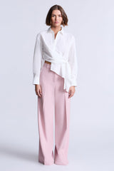 BCBGMAXAZRIA TAY COLLARED TOP LONG SLEEVE