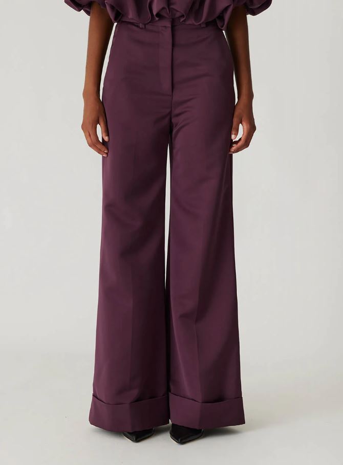 REBECCA TAYLOR TECHY SATEEN WIDE LEG PANT