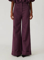 REBECCA TAYLOR TECHY SATEEN WIDE LEG PANT