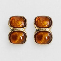 ELLEMADERA GOLD PLATED TIGERSEYE AND GEOMETRIC EAR