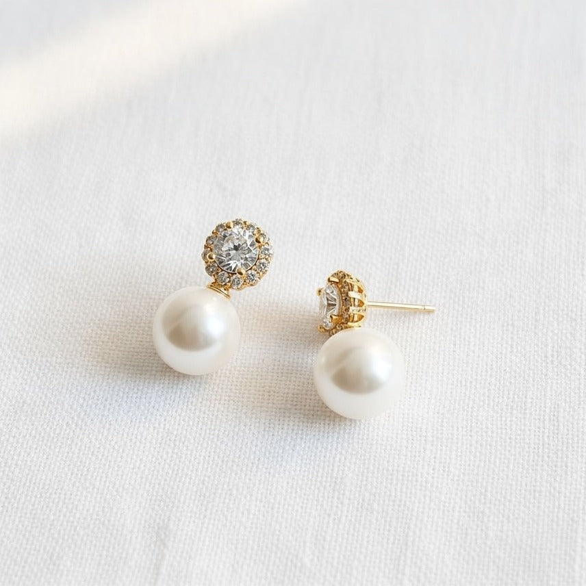 ELLEMADERA ELEGANT PEARL AND GEMSTONE DROP EARRING