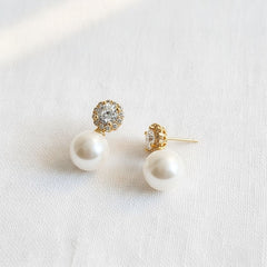 ELLEMADERA ELEGANT PEARL AND GEMSTONE DROP EARRING