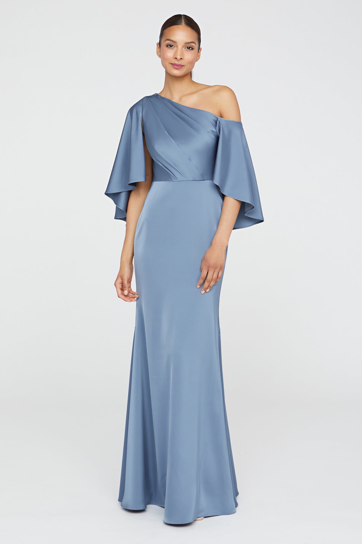 THEIA KIA CAPE FIT & FLARE GOWN