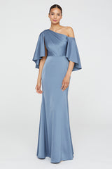 THEIA KIA CAPE FIT & FLARE GOWN