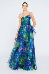 THEIA TAYA STRAPLESS ORGANZA GOWN