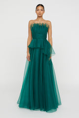 THEIA GEORGIA FAN BODICE GOWN