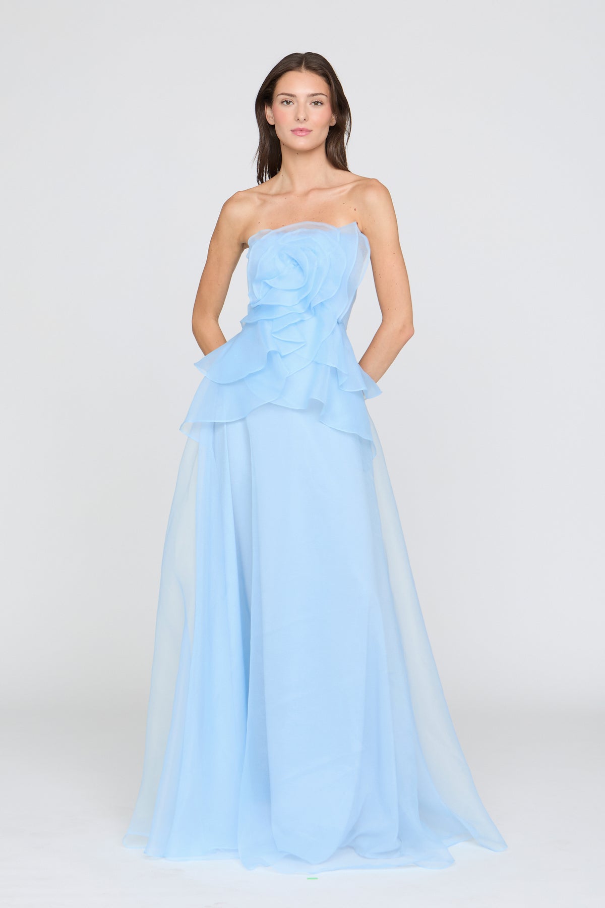 THEIA GILDA DRAPED ROSE GOWN