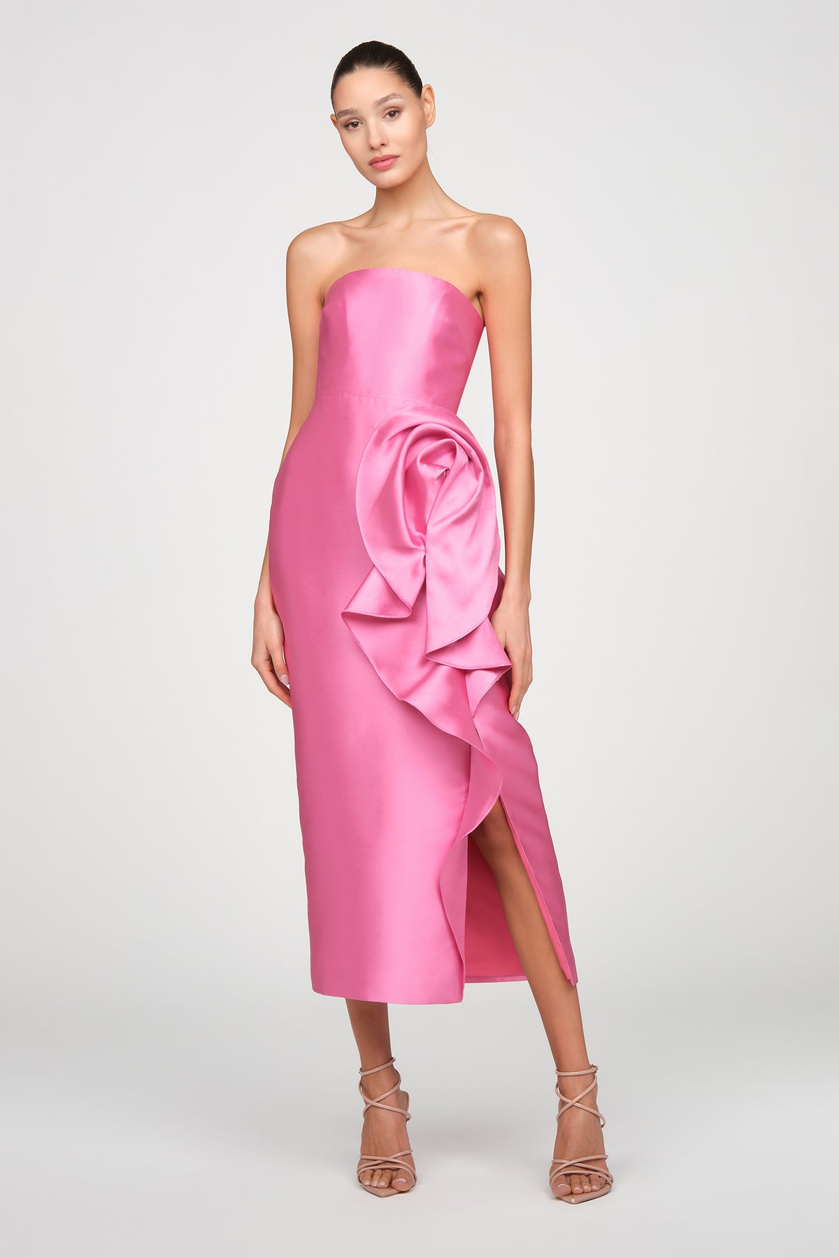 THEIA MARLA SCULPTURAL DRAPE DRESS