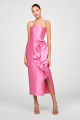 THEIA MARLA SCULPTURAL DRAPE DRESS