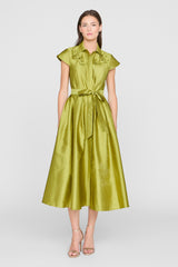 THEIA VADA TAFFETA SHIRT DRESS