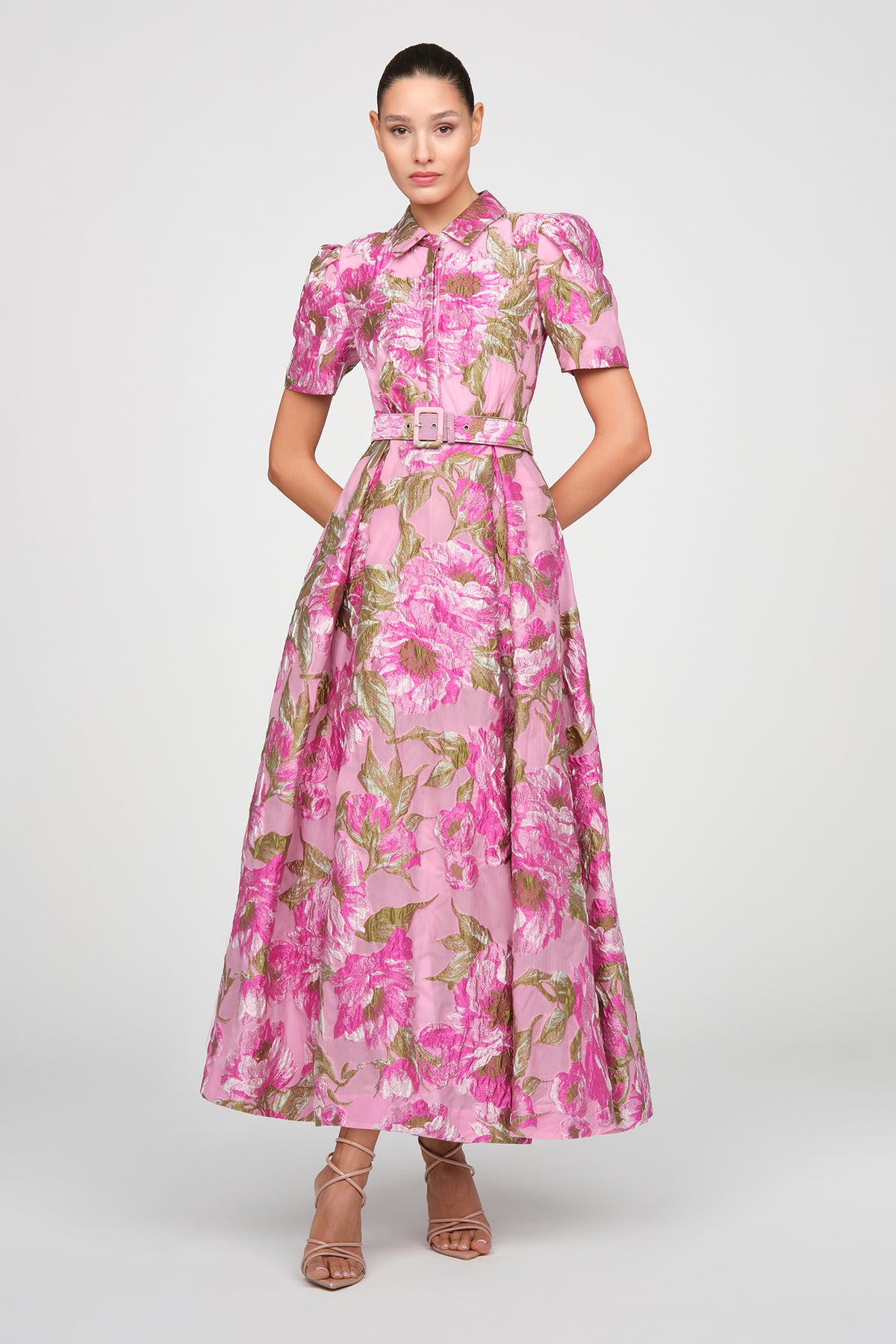 THEIA ABBA JACQUARD GOWN