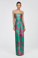 THEIA CLEO STRAPLESS COLUMN GOWN