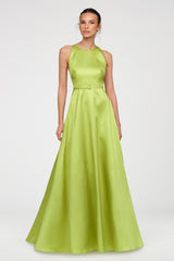 THEIA MINTA MIKADO HALTER GOWN