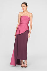 THEIA DIANE STRAPLESS 2 TONE GOWN