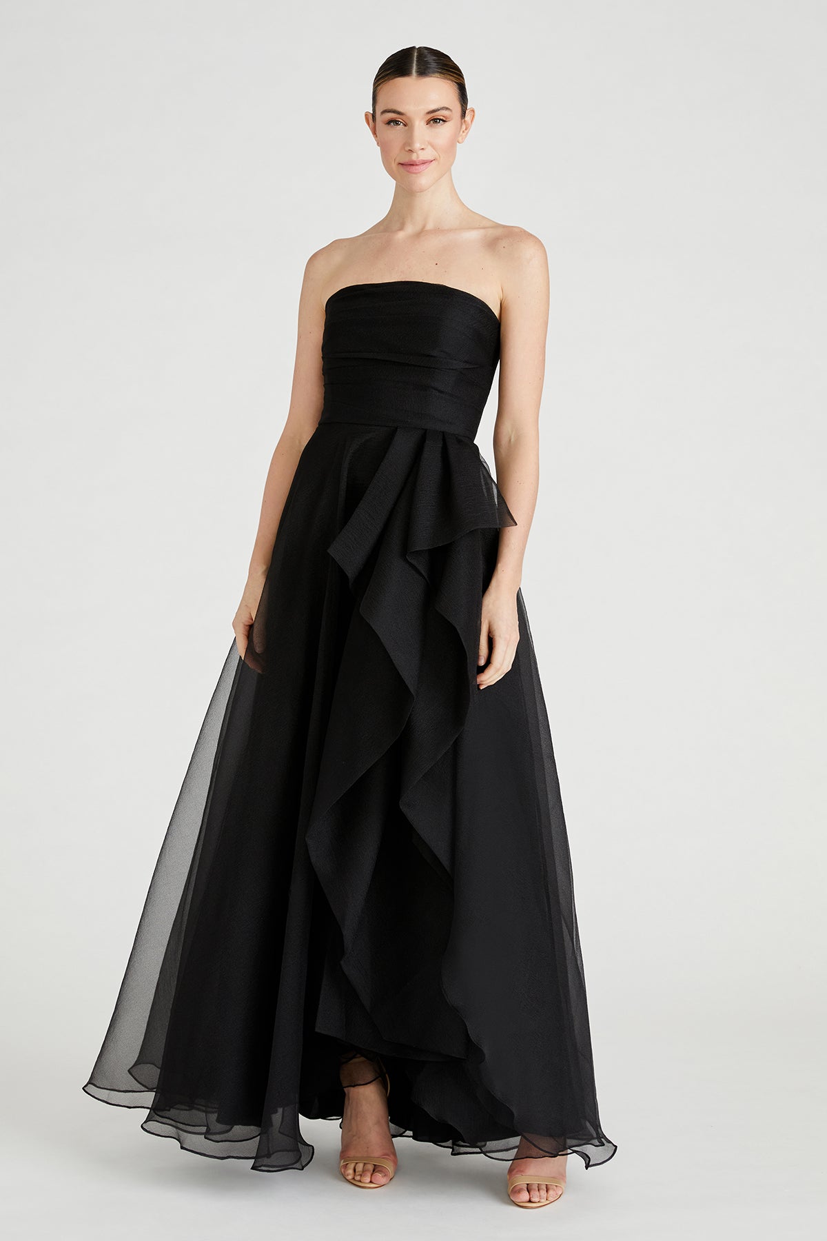 THEIA TERESA STRAPLESS DRAPED GOWN