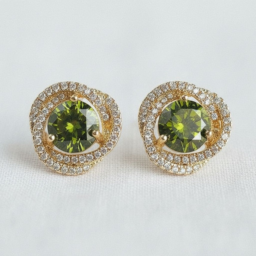ELLEMADERA ZIRCON GEOMETRIC STUD EARRING