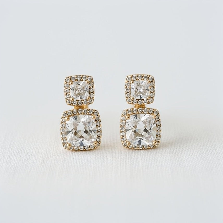 ELLEMADERA GEOMETRIC INSPIRED DROP EARRING W SPARK