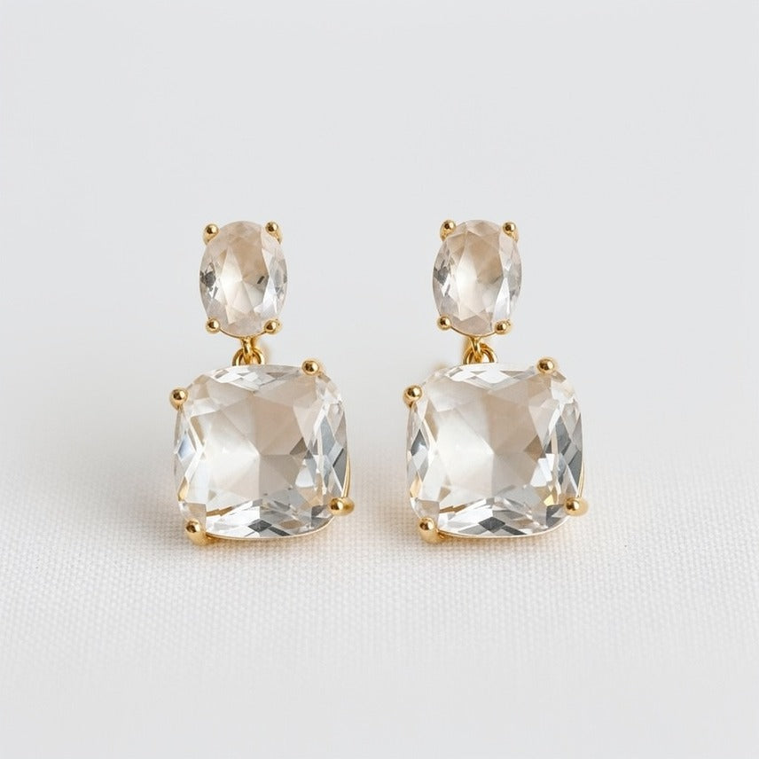 ELLEMADERA ARTISAN SQUARE GEMSTONE DROP EARRING