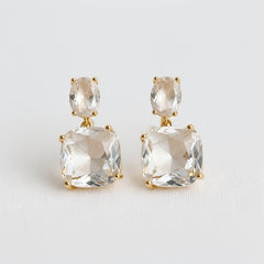 ELLEMADERA ARTISAN SQUARE GEMSTONE DROP EARRING
