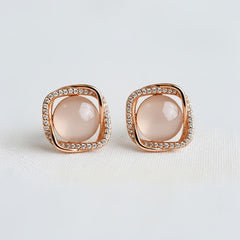 ELLEMADERA GEOMETRIC CAT EYE STONE DROP EARRINGS