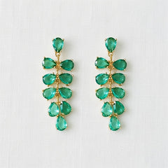 ELLEMADERA LEAF DESIGN GEMSTONE DROP EARRING