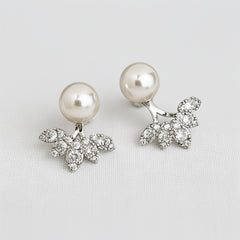 ELLEMADERA CHIC LEAF DESIGN GEMSTONE DROP EARRING
