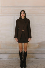 STEPH ALISE VEGAN SUEDE CROSSOVER BLAZER