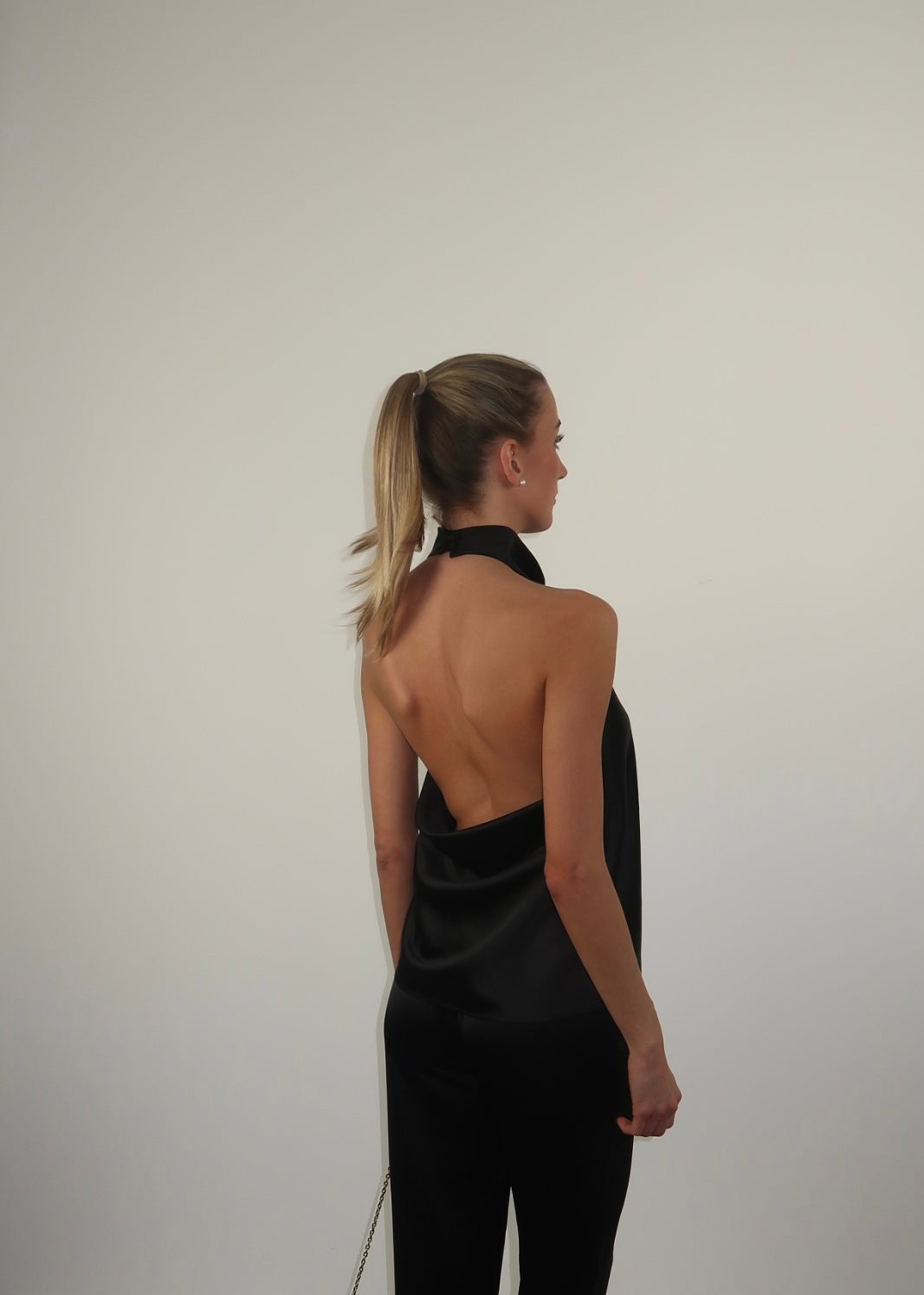 STEPH ALISE SATIN DRAPE TOP