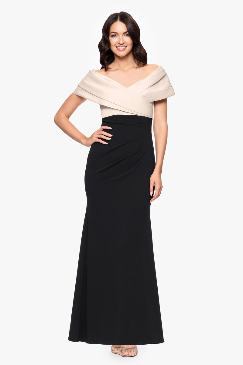 BETSY&ADAM OFF SHOULDER SWEETHEART GOWN