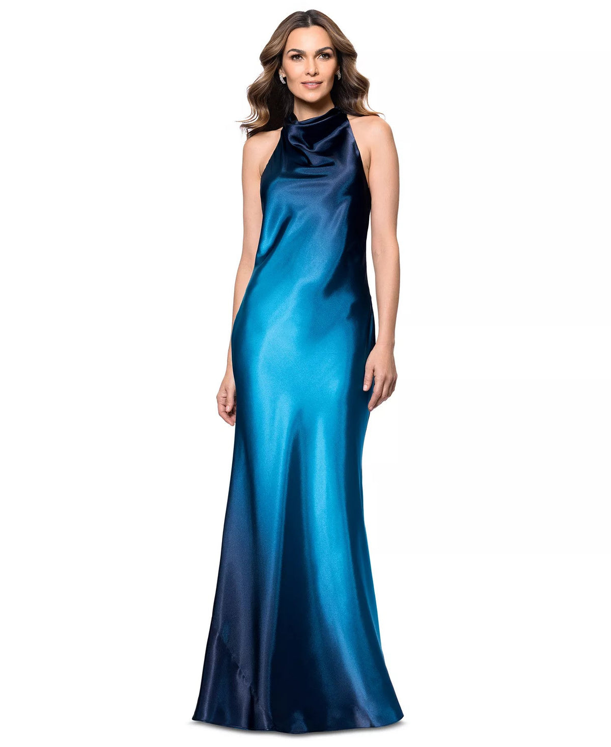 BETSY&ADAM OMBRE DRAPE NECK GOWN