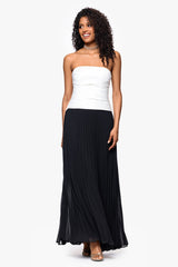 BETSY & ADAM STRAPLESS PLEATED GOWN