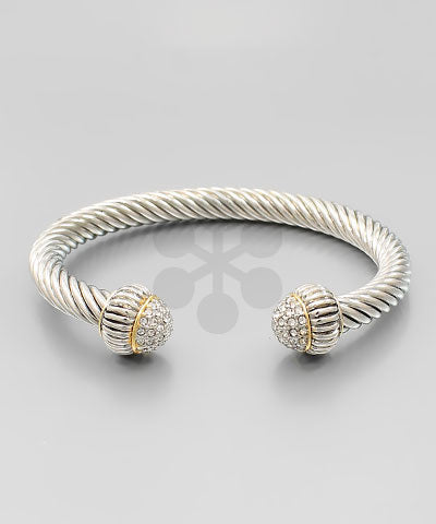 GS PAVED END CABLE CUFF BRACELET