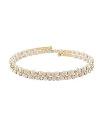 GS PEARL & CRYSTAL 2 ROW BRACELET
