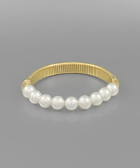 GS PEARL BEAD & OMEGA CHAIN BRACELET