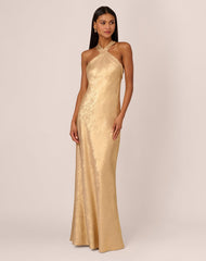 ADRIANNA PAPELL HIGH NECK COLUMN GOWN