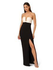 ADRIANNA PAPELL KNIT CREPE LONG GOWN