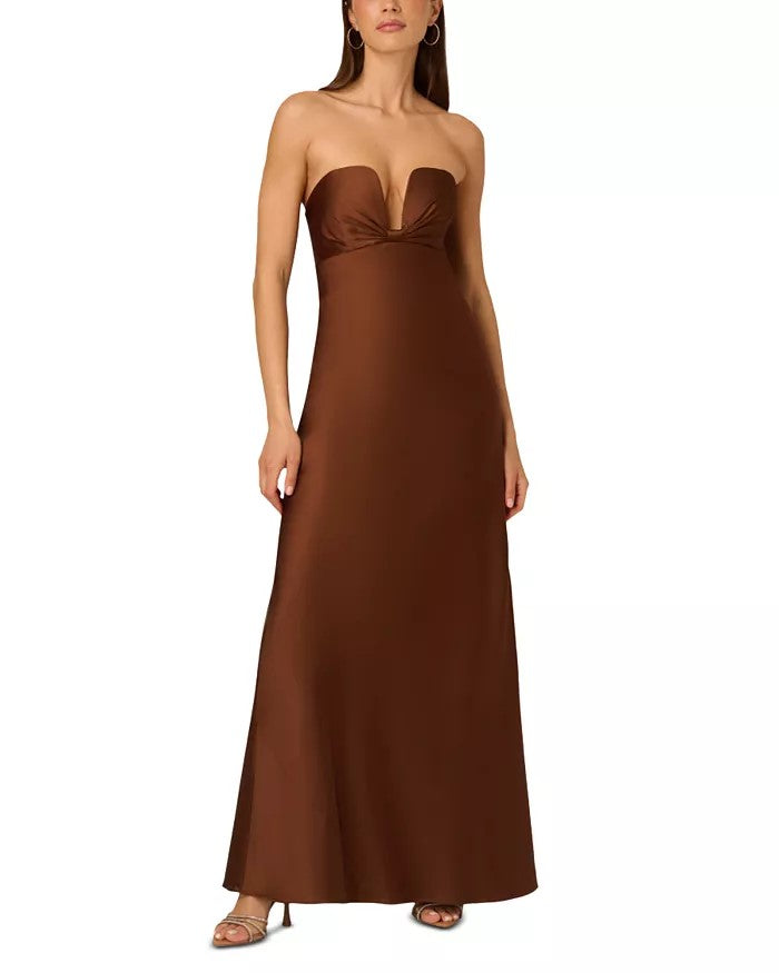 ADRIANNA PAPELL STRAPLESS V GOWN