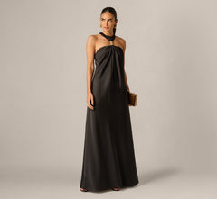 ADRIANNA PAPELL CUT IN HALTER W GOLD HARDWARE