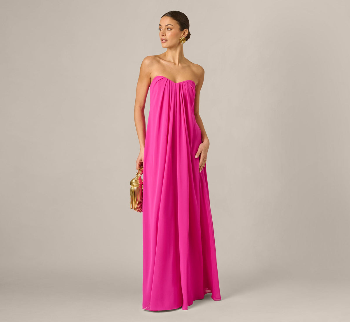 ADRIANNA PAPELL STRAPLESS CHIFFON GOWN