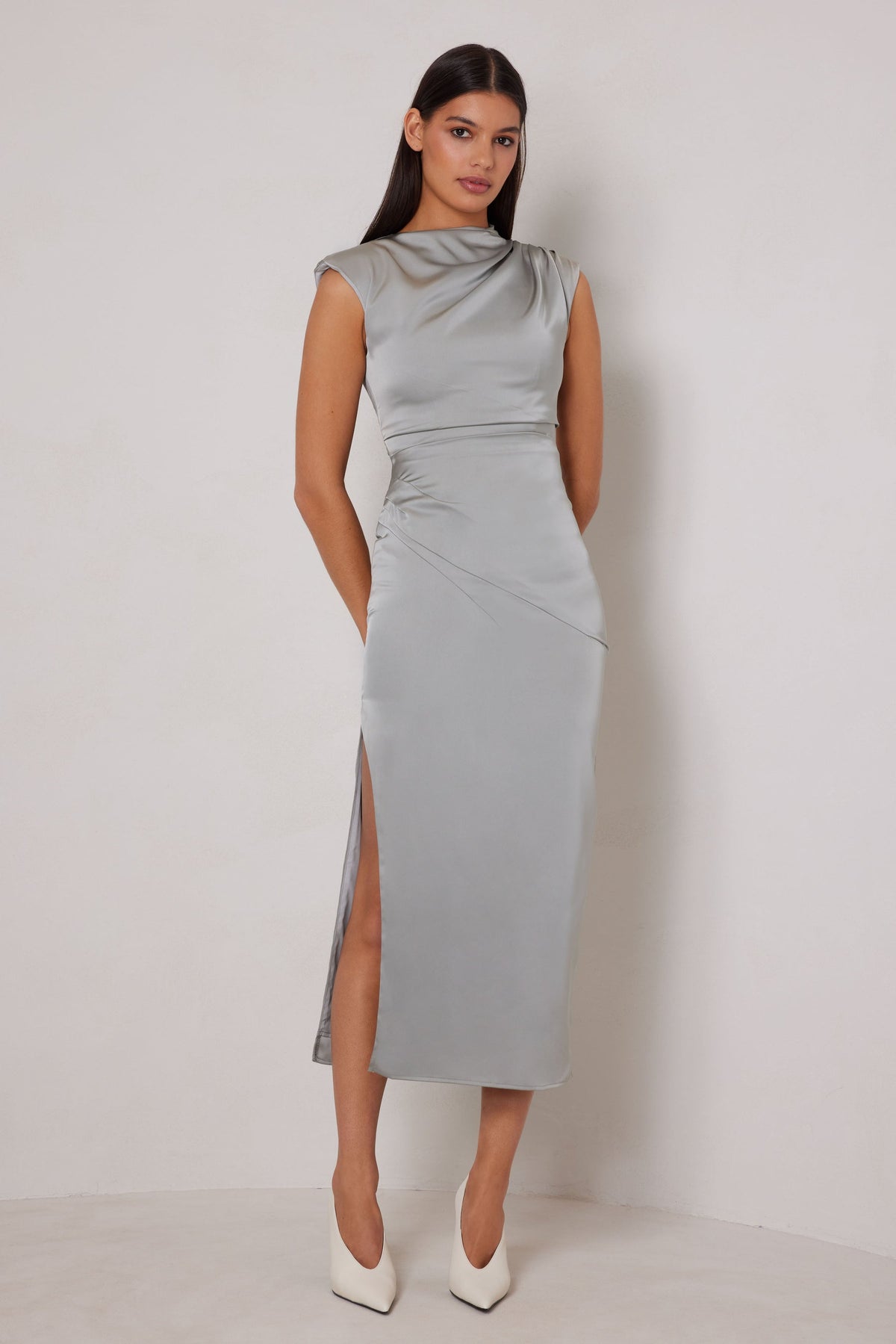 ELLE ZEITOUNE AMBER DRAPED NECKLINE DRESS
